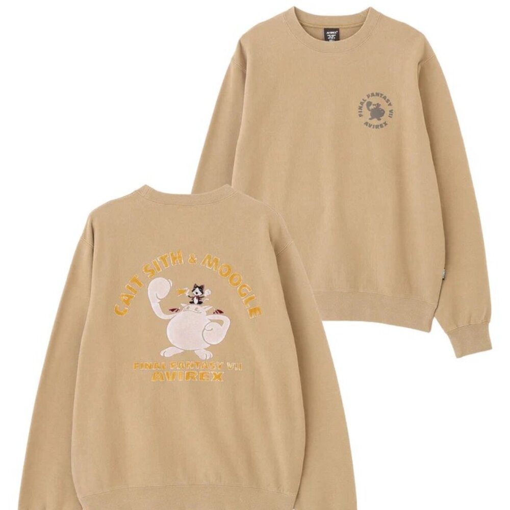 AVIREX x FF7 Remake Cait Sith Beige Sweater Japan Exclusive